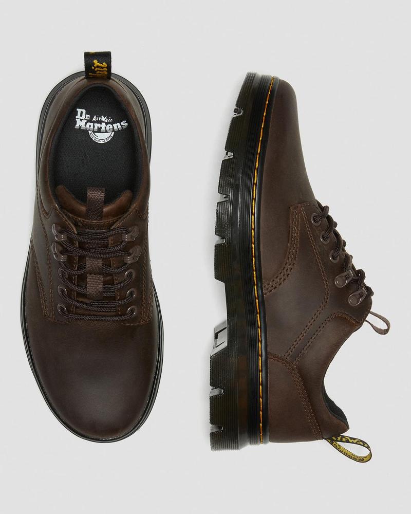 Dr Martens Reeder Crazy Horse Leren Utility Vrijetijdsschoenen Dames Donkerbruin | NL 666VRW